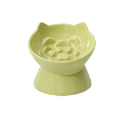UAMLY Comedero de cerámica elevado para gatos de alimentación lenta - Verde