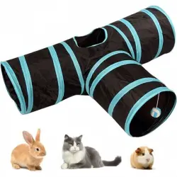 ZooVenture Túnel de juguete para gatos, conejos, cachorros y cobayas - 3 carriles