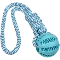 HausPets Pelota de goma con cuerda – Indestructible – Limpieza dental - Cuerda + pelota