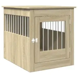 Jaula Para Perros Madera Ingeniería Roble Sonoma 64,5x80x71 Cm Vidaxl
