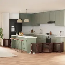 Puerta De Perros Plegable 15 Paneles Madera Álamo Marrón 750 Cm