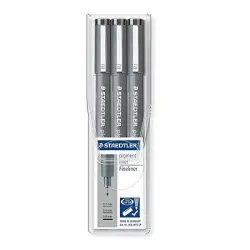 Staedtler Pigment Liner 308 Estuche de 3 Rotuladores Calibrados