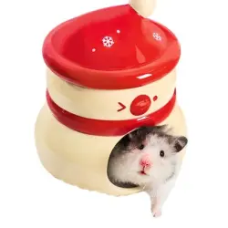 FurryFusion Casa de cerámica con forma de muñeco de nieve para hámsteres - Artículo 1
