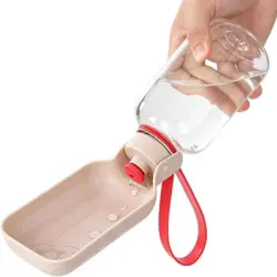 HausPets Botella de agua a prueba de fugas de 550 ml para perros y gatos - Marrón claro