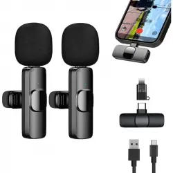 Icoveri Pack 2 Micrófonos Profesionales de Solapa Portátil para Smartphone Apple y Android