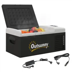 Outsunny Nevera Compresor Portátil 16L -20ºC-20ºC 12 / 24v DC y 100-240v CA Negro