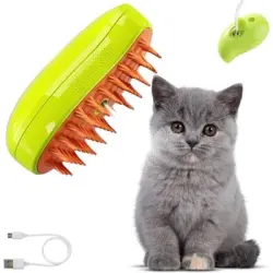 Pawffee Cepillo de vapor verde 3 en 1 para gatos, masaje multifuncional - 1 pieza