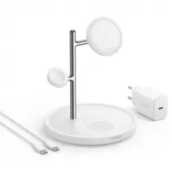Anker MagGo Estación de Carga Inalámbrica Ajustable 3 en 1 Qi2 15W Blanco