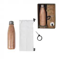 Botella térmica 500ml efecto madera + accesorio