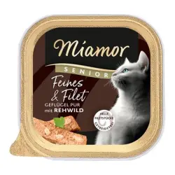 Miamor Feines & Filet Senior 16 x 100 g - Ave pura y venado