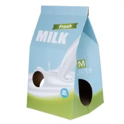Cueva para gatos y mueble rascador TIAKI en forma de tetrabrik de leche - 33 x 31 x 55 cm (L x An x Al)