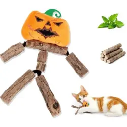 IntiMeg Palo de hierba gatera - Calabaza de Halloween para gatos - 1 juguete de hierba gatera: 15 cm