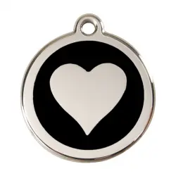 Placa identificativa Acero Inoxidable Esmalte Corazón Negro para perros