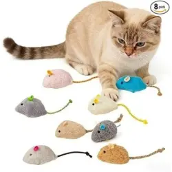 ZooVenture Juego de 8 ratones de juguete con hierba gatera - Juego de 8 piezas, multicolor