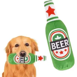 HausPets  de peluche perros forma botella verde que emite chirrido - Artículo 1