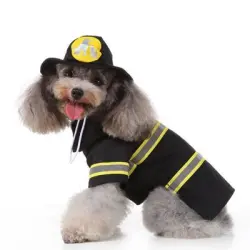 Coco Pup Disfraz de perro bombero para Halloween - Negro L