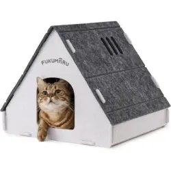 HausPets Caseta Gato Fieltro Cálida, Túnel 2-en-1 Plegable, Paso Cable - 2-en-1