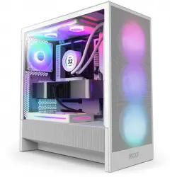 NZXT H5 Flow RGB 2024 Midi Tower E-ATX Cristal Templado USB-C Blanca