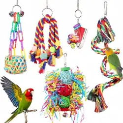 ZooVenture  de cuerda con percha y campanilla de colores pájaros - B