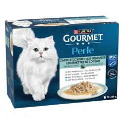 Gourmet Perle Selección variada 24 x 85 g - Pack ahorro - Delicados trozos del mar en salsa (4 variedades)