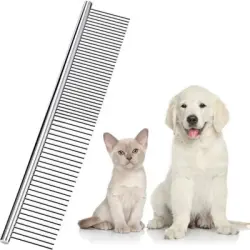 Pawffee Peine de acero inoxidable para perros gatos, desenreda elimina pelo - 1 pieza