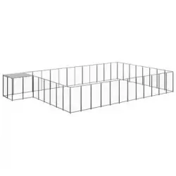 Perrera Exterior | Jaula Para Perro | Parque Para Mascotas Negra 30,25 M² Acero Cfw784001