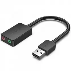 Vention Tarjeta De Sonido Externa USB de 2 Puertos 0.15m Negro