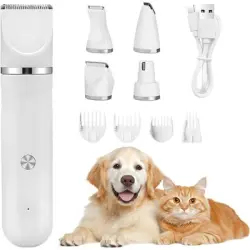 ZooVenture Cortapelos eléctrico para perros 4 en 1 con USB-C - 4 cuchillas + peines de 3/6/9/12 mm