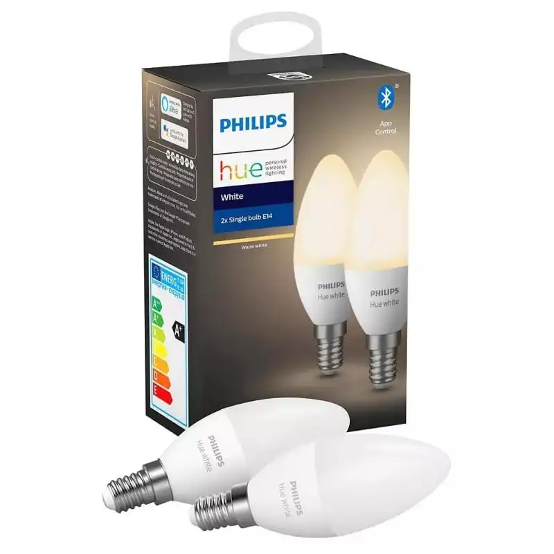 Philips Hue White Pack 2 Bombillas LED Inteligente E14 5.5W Blanco Cálido