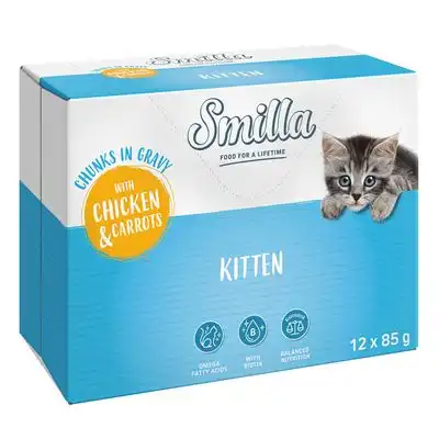 Smilla Bocaditos con verduras 48 x 85 g en oferta: 40 + 8 ¡gratis! - Kitten con pollo y zanahorias - Smilla - Comparador de precios