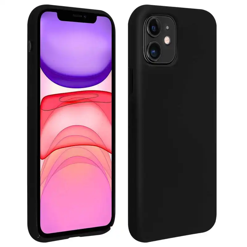 Avizar Funda de Silicona Semirrígida Mate Suave Negra para iPhone 11