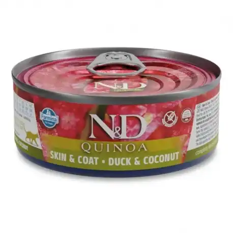 Farmina ND Quinoa Skin Coat Comida Húmeda para Gatos con Pato, 24x80gr - Farmina - Comparador de precios