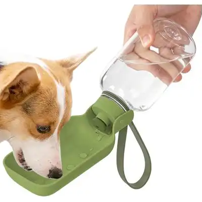 HausPets Botella agua perros 550 ml prueba fugas compartimentos correa - Ejército verde alto - HausPets - Comparador de precios
