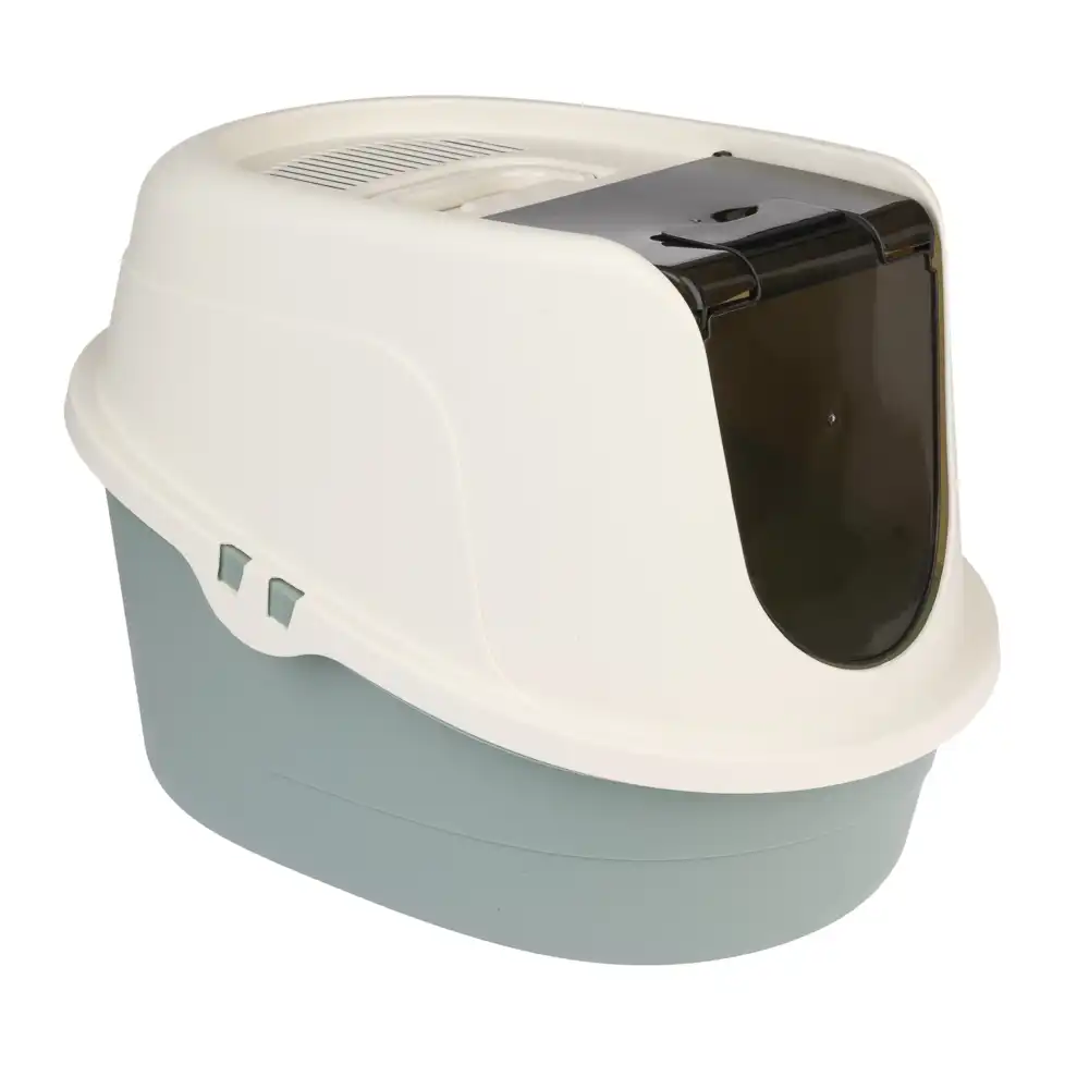 Arenero cubierto TIAKI Teala para gatos - blanco / verde azulado - TIAKI - Comparador de precios