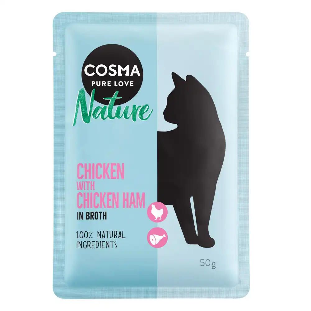 Cosma Nature 6 x 50 g en bolsitas - Pollo y jamón de pollo - Cosma - Comparador de precios