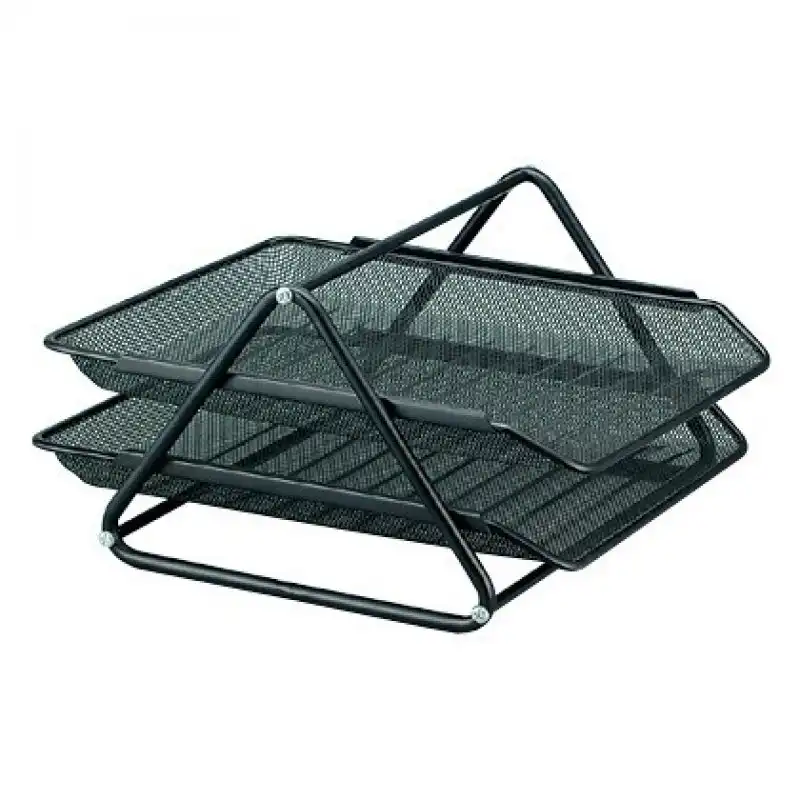 Bandeja Sobremesa Metalica Q-connect Rejilla Gxa100 Negra2 Bandejas Movibles -300x185x350 Mm