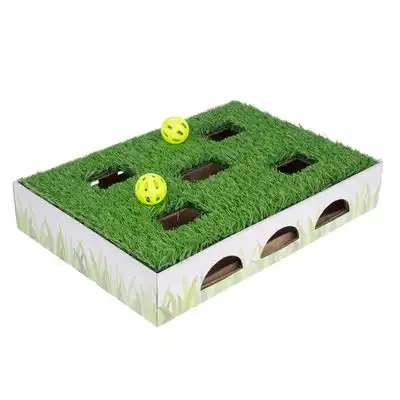 Caja de caza TIAKI con césped juguete para gatos - 40 x 28 x 7 cm (L x An x Al) - TIAKI - Comparador de precios