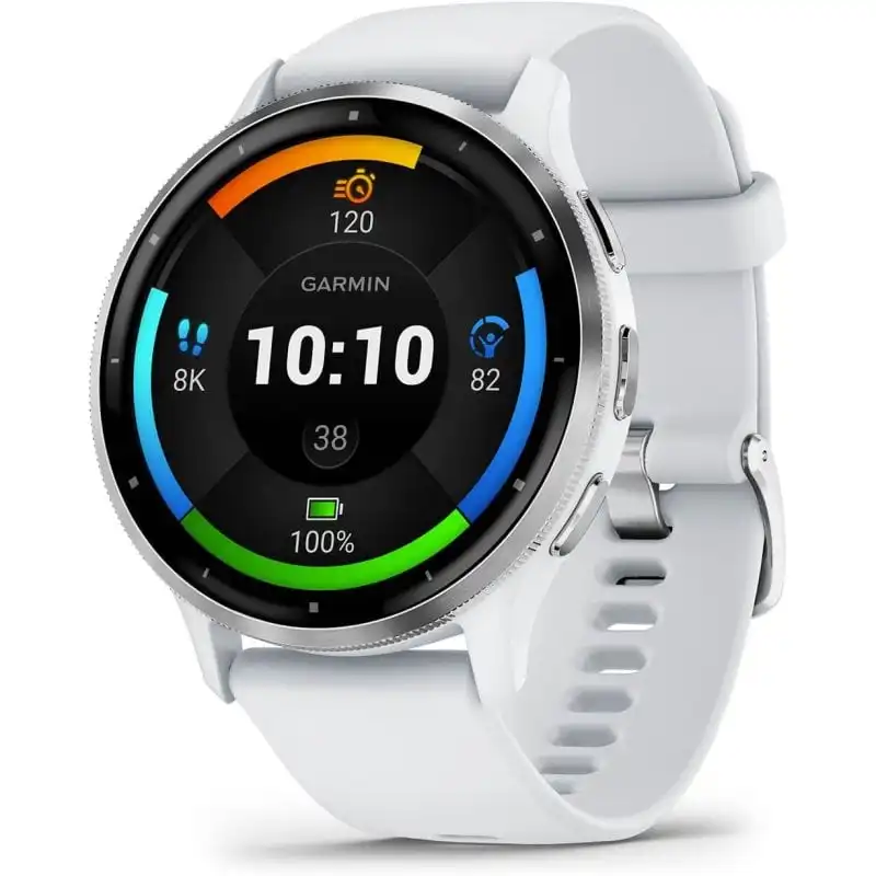 Garmin Venu 3 Reloj Smartwatch 45mm Bisel Acero Inoxidable con Caja y Correa de Silicona Blanca