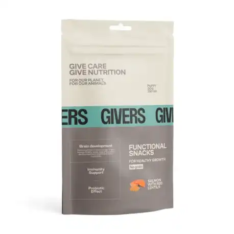 Givers Puppy Snack Natural Para Cachorros con Salmón y Lenteja Roja, 1 x 150 gr - Givers - Comparador de precios