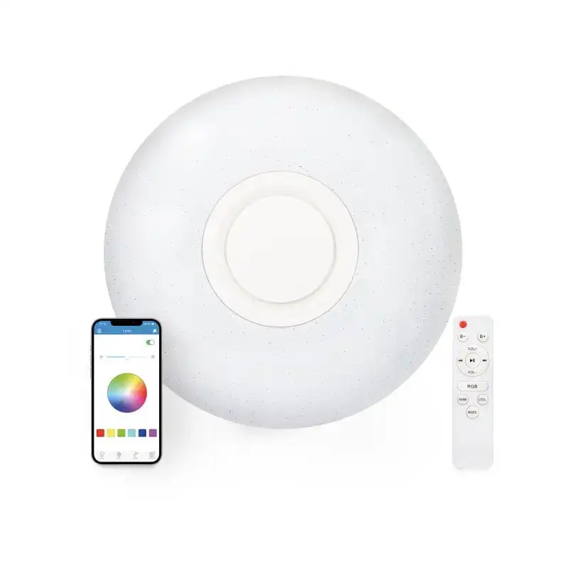 Ksix Rainbow Plafón LED con Altavoz 40cm 2200Lm RGB+CCT Blanco