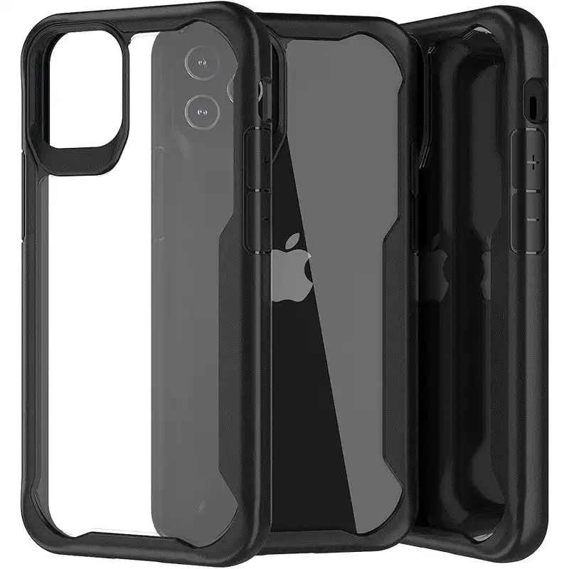 Muvit for Change Funda Shockproof 2m Transparente/Negro para iPhone 12/12 Pro