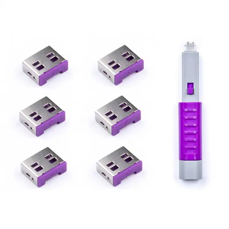 Smart Keeper Pack 6 Bloqueos para Puertos USB + Llave de Seguridad Lila