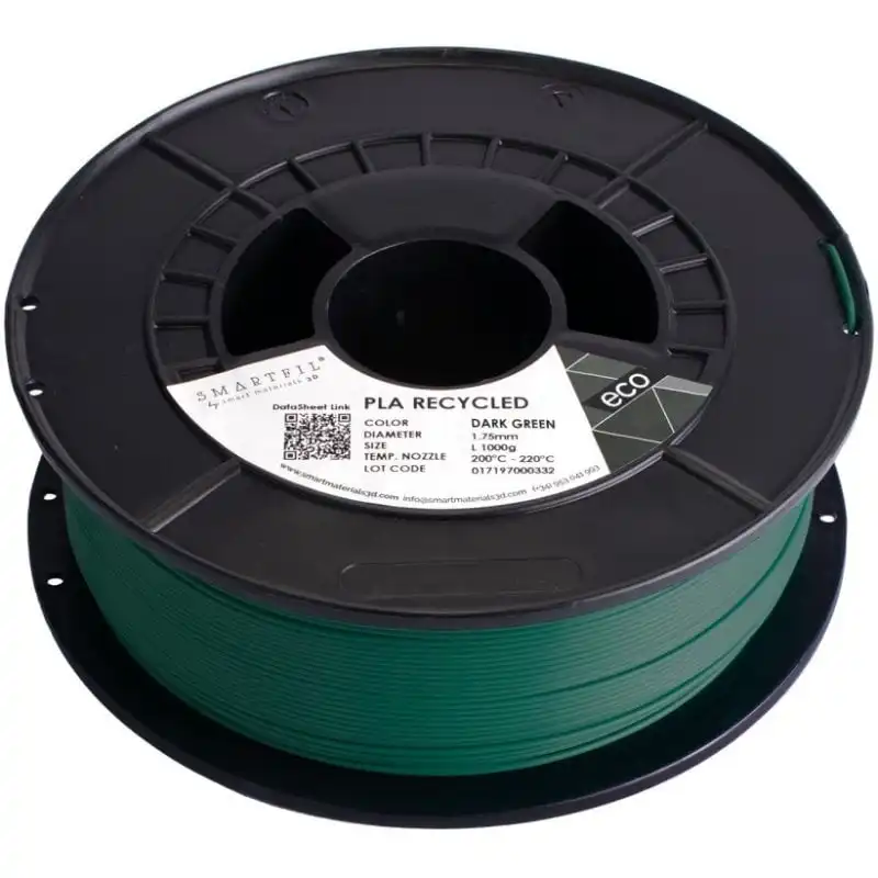 Smartfil PLA Recycled Filamento 3D Fabricado con PLA Reciclado 1.75mm 1000g Dark Green