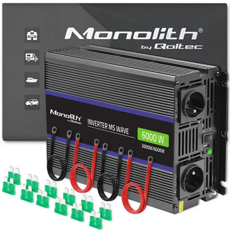 Qoltec Monolith 6000 Ms Cargador Inverter 12v A 230v 3000/6000W USB