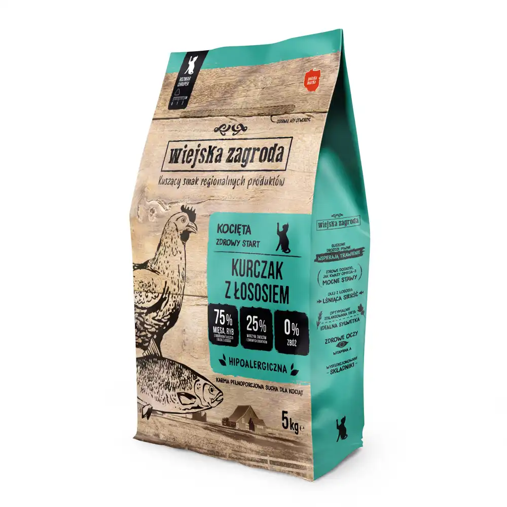 Wiejska Zagroda Kitten Pollo con Salmón pienso para gatitos - 5 kg