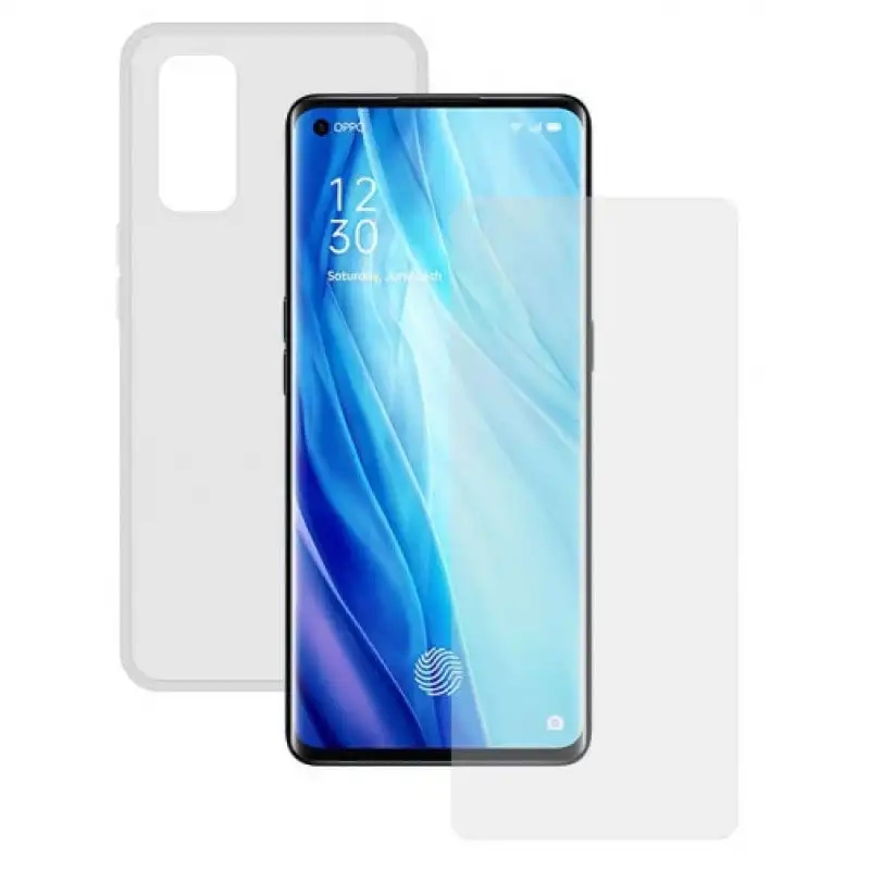 Contact Pack Funda Transparente + Protector Cristal Templado para Oppo Reno 4 Pro