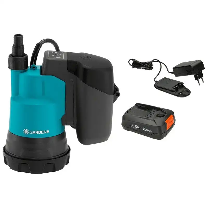 Gardena PowerSet Bomba Sumergible de Agua Limpia 2000l/h 2.0Bar con Batería 2000/2 18V 2.5Ah