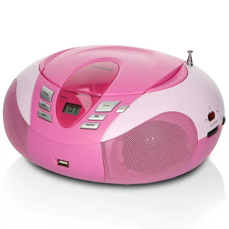 Lenco SCD37 RadioCD FM USB Portátil Rosa