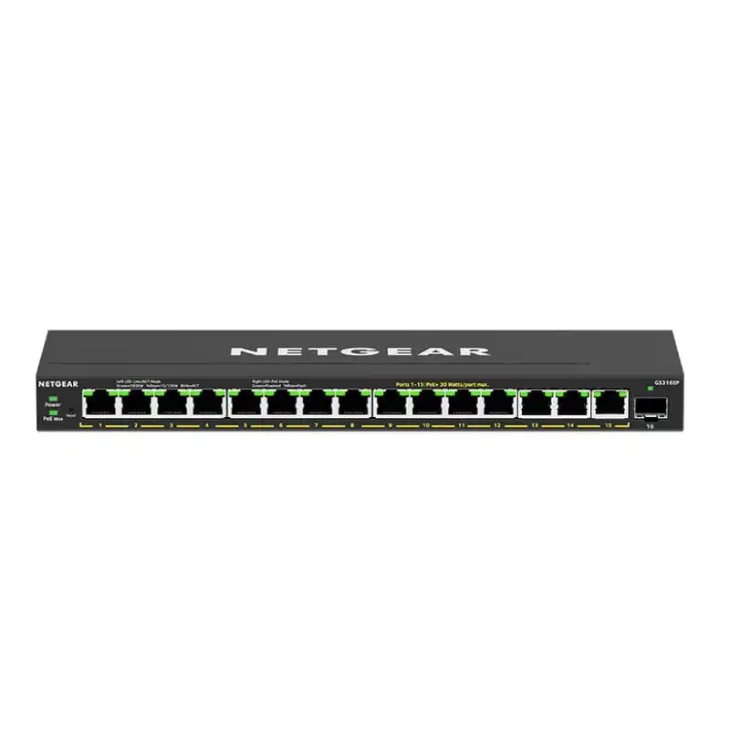 Netgear GS316EP-100PES Switch 15 Puertos Gigabit + 1 SFP