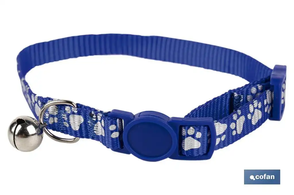 Collar para Gatos con Cascabel | Medidas: 1 cm x 32 cm cm | Color Azul